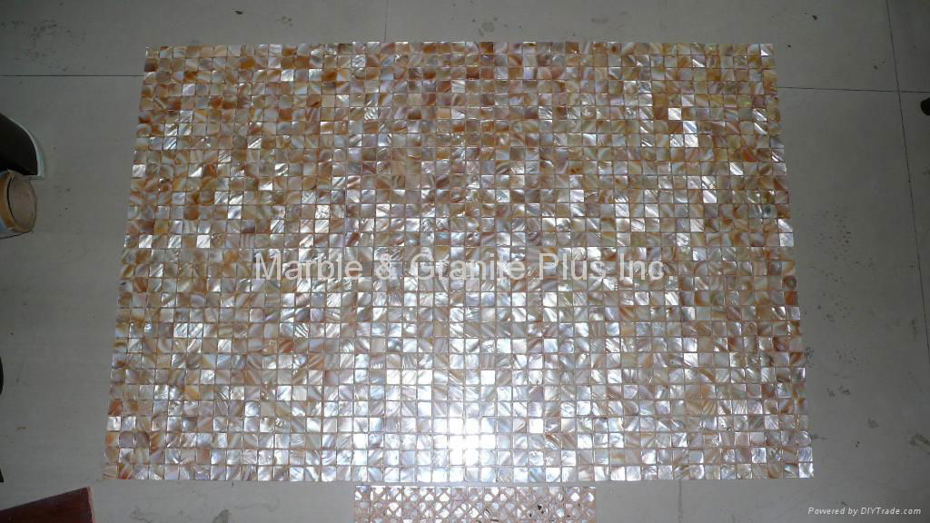 mesh Natural Yellow shade mother of pearl (MOP) shell mosaic tile 2