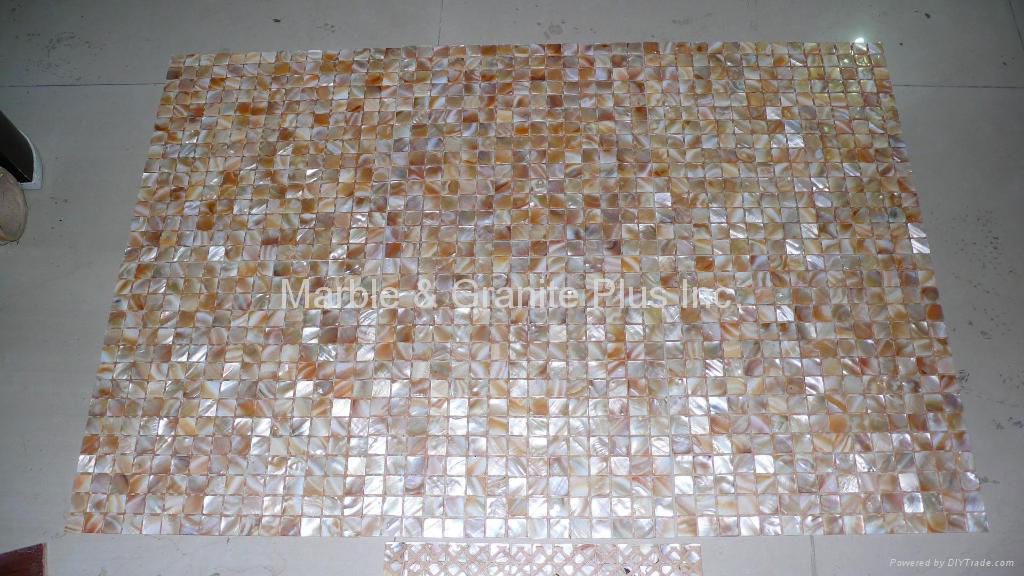 mesh Natural Yellow shade mother of pearl (MOP) shell mosaic tile 3