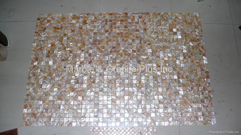 mesh Natural Yellow shade mother of pearl (MOP) shell mosaic tile 4