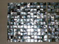 mesh 25x25mm/322x322mm Black Mother of Pearl mosaic tile, with open grout gap 