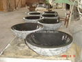 Granite bowl sink with natural cleft finish exterior