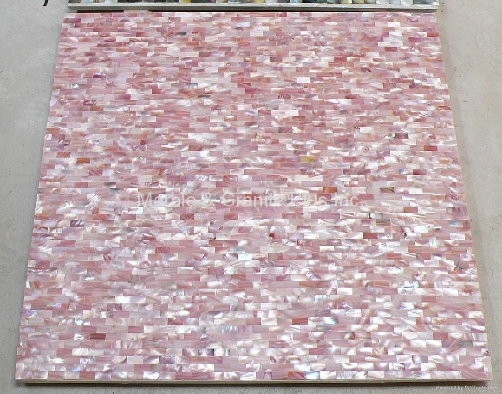 20x10mm/600x600x11mm Solid Pink Seashell MOP tile (Ceramic Tile backing)