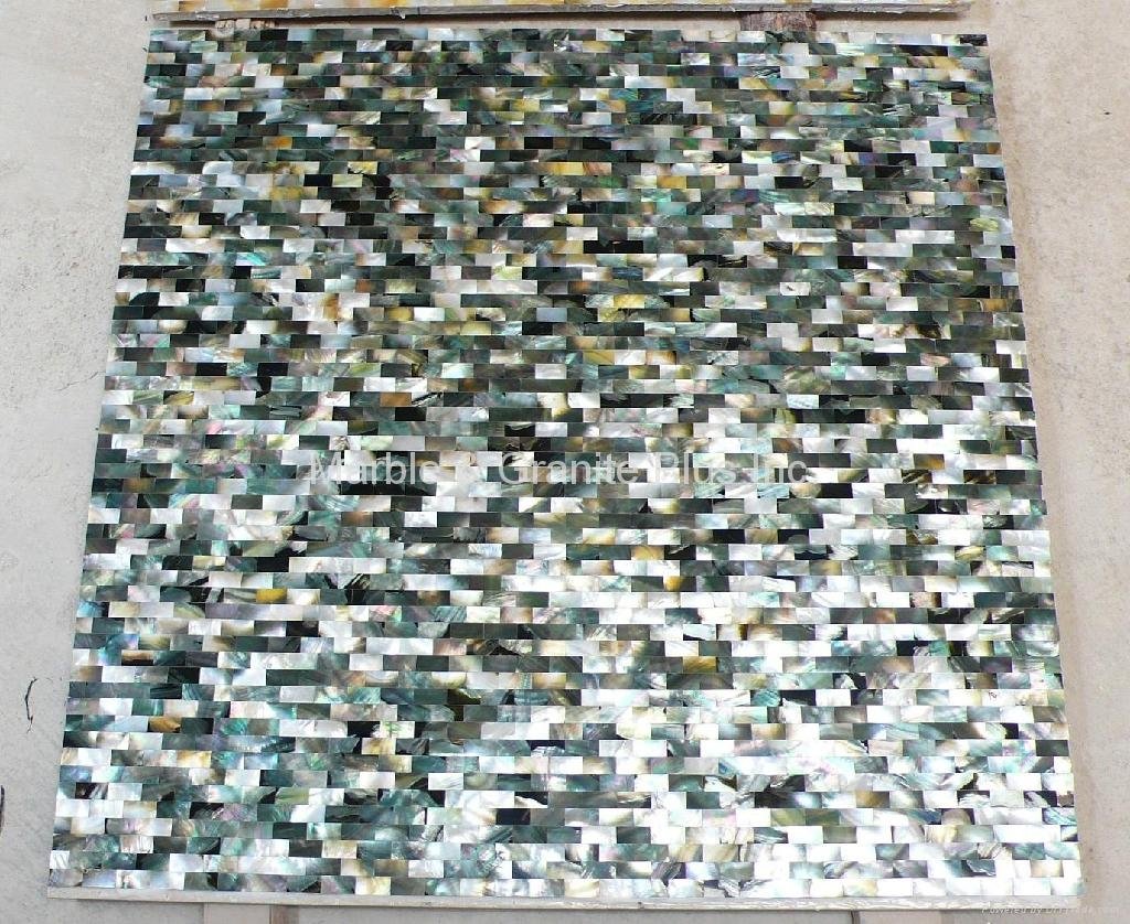 20x10mm/600x600x11mm Solid Blacklip Seashell MOP tile (Ceramic Tile backing)
