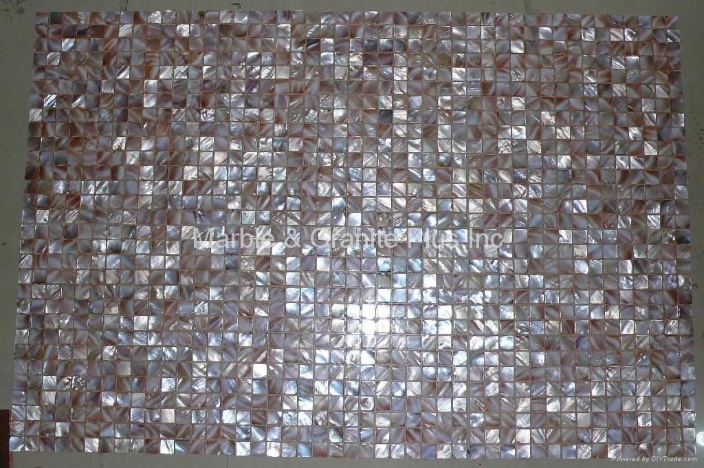 Pink/Brown shade of White MOP mosaic tile