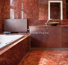 Rosso Impero bathroom