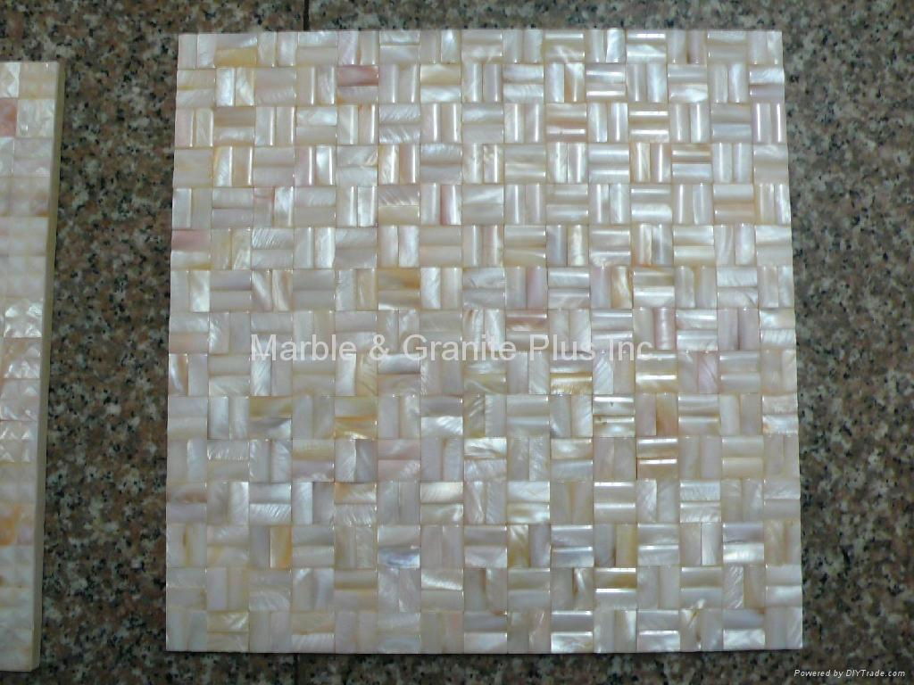 10x20mm/300x300x3mm mesh 3D Mother of Pearl (MOP) shell mosaic tiles