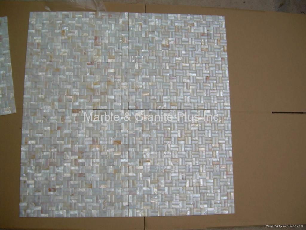 10x20mm/300x300x3mm mesh 3D Mother of Pearl (MOP) shell mosaic tiles