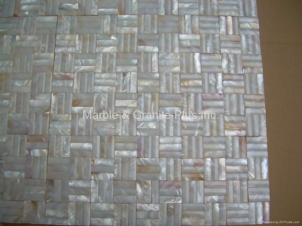 10x30mm/300x300x3mm mesh 3D Mother of Pearl (MOP) shell mosaic tiles