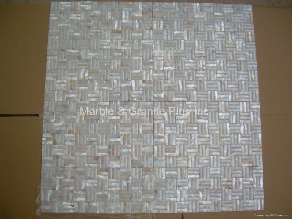 10x30mm/300x300x3mm mesh 3D Mother of Pearl (MOP) shell mosaic tiles