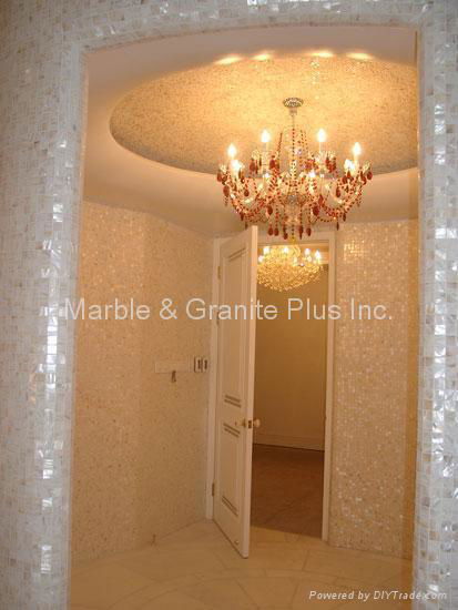 After installation of mesh White mother of pearl mosaic tiles