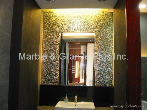 After installation of solid Blacklip Seashell mother of pearl tile