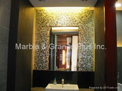 After installation of solid Blacklip Seashell mother of pearl tile