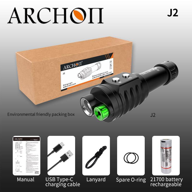 Archon J2 Diving Light with Green Laser and White LED lamp 1000Lumens 5