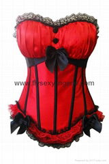 Red and Black Peasant Burlesque Corset