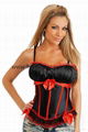 Red and Black Peasant Burlesque Corset 3