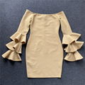 Newest 2024 Designer Fashion Star Style Women's One-Shoulder Ruffles Flare Sleev 2