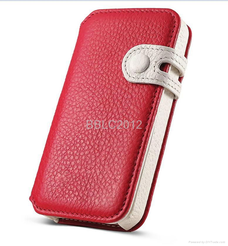 Magnetic Flip Leather Case with Button and Cutout Placement for iPhone 4