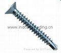 Flat head self-drilling screw for