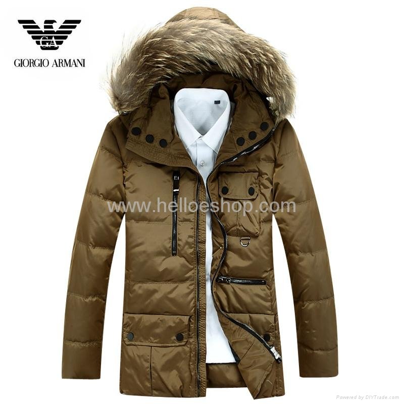 2014 brand designers men down long coats with big fur collar cheap price 2
