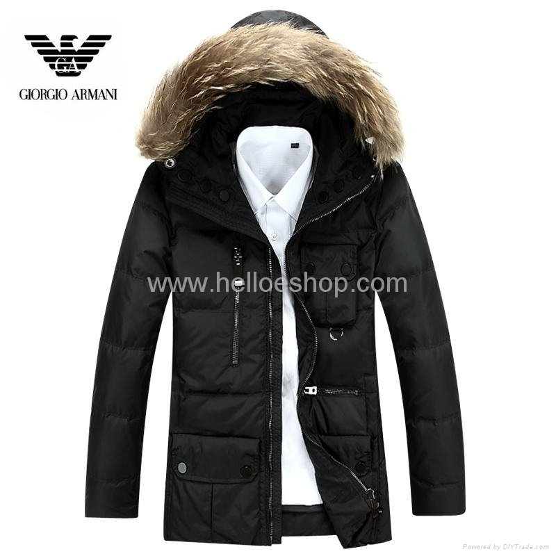 2014 brand designers men down long coats with big fur collar cheap price 3
