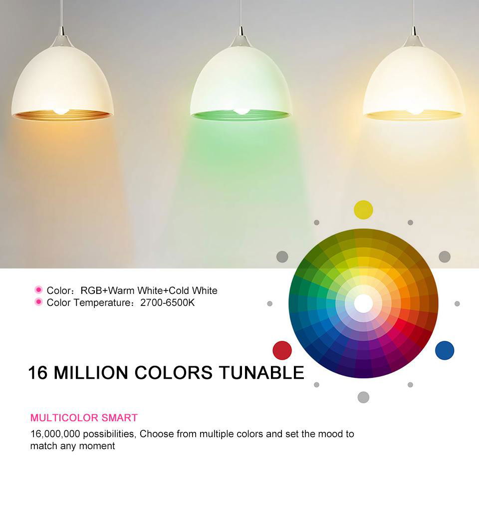 Smart WiFi Light Bulb, LED RGB Color Changing, Compatible with Alexa and Google  2