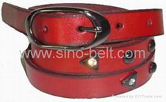 Lady bump nail leather belt