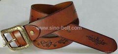 Lady butterfly embossed leather belt