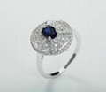 S925 Sterling Silver Platinum Plated  Sapphire Ring 1