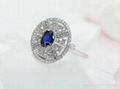 S925 Sterling Silver Platinum Plated  Sapphire Ring 2