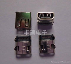 HDMI  D TYPE 外壳前插后贴式PIN脚贴片