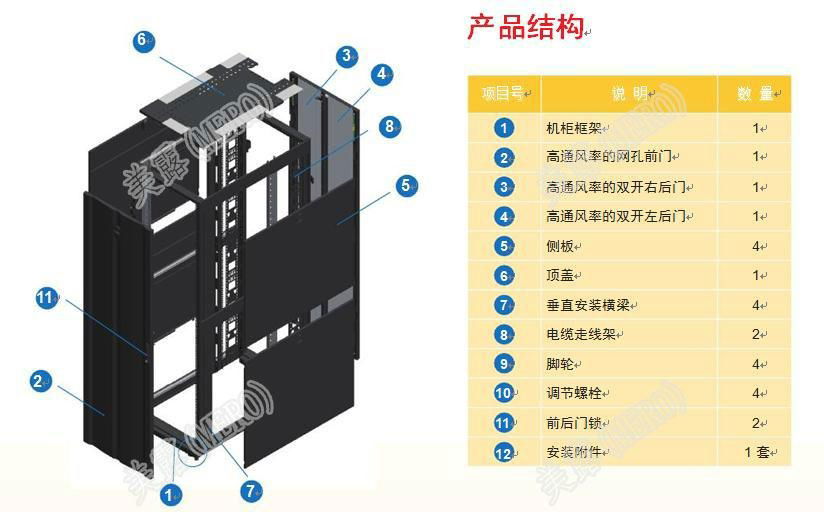 美露服务器机柜600*1000*42U 2