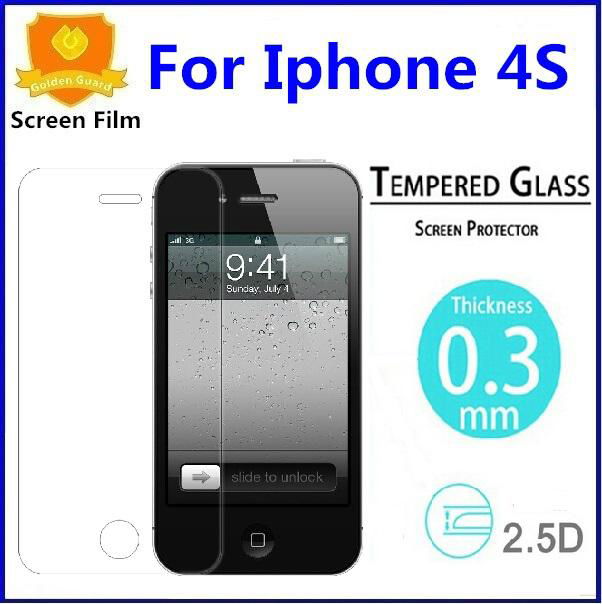 IPhone 4S 钢化膜 Iphone 4 苹果4S 钢化玻璃膜 超薄0.26mm 弧面钢化膜