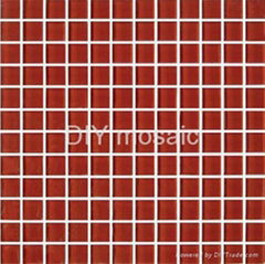Strawberry Red   1x1 Dark Red Glass Mosaic Tile For Bathroom