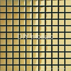 Mirror  Gold and Silver Glass Mosaict