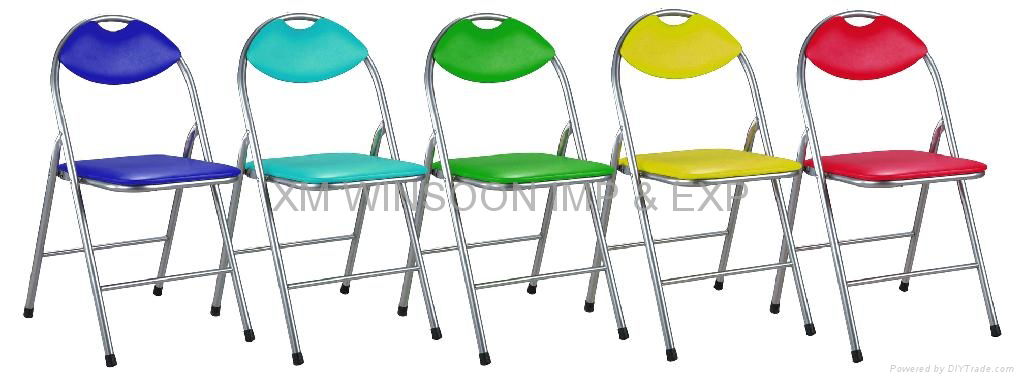 Cheap Metal Folding Chair With PVC Cushions-China-Trade-Living Room Furniture