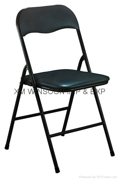 Metal Folding Chair With PVC Cushion-China-Trade-Living Room Furniture