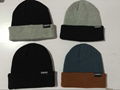 100% Acrylic rib knit beanie with custom woven label 2