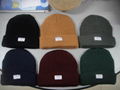 100% Acrylic rib knit beanie with custom woven label 3