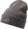 100% Acrylic cuffed beanie with custom woven label patchs 4