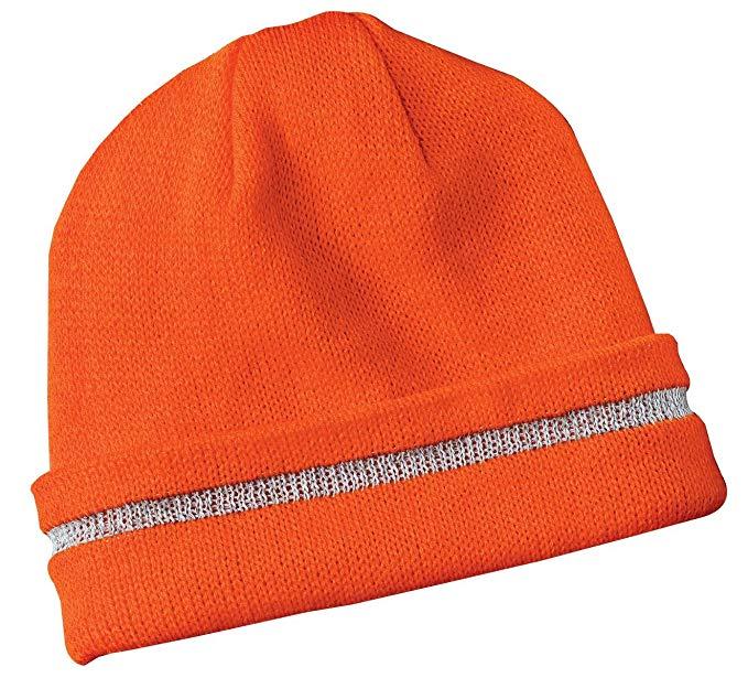 Safety Beanie Unisex Knit Cap with Reflective Stripe YellowLime High Visibili