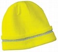 Safety Beanie Unisex Knit Cap with Reflective Stripe YellowLime High Visibili 2