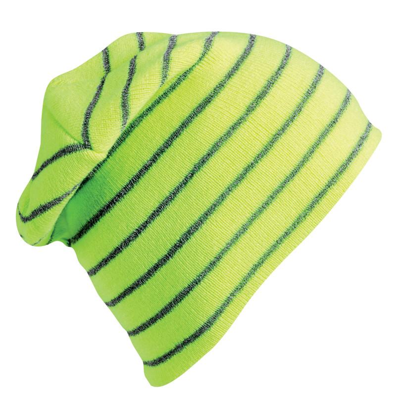 Safety Beanie Unisex Knit Cap with Reflective Stripe YellowLime High Visibili 3