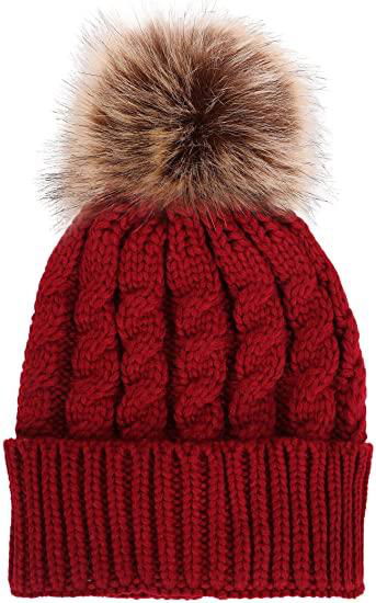  Women's Winter Soft Chunky Cable Knit Pom Pom Beanie Hats Skull Ski Cap 3