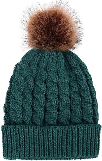  Women's Winter Soft Chunky Cable Knit Pom Pom Beanie Hats Skull Ski Cap 5