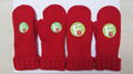 100% Acrylic knitted red mittens with custom embroidered logo 2