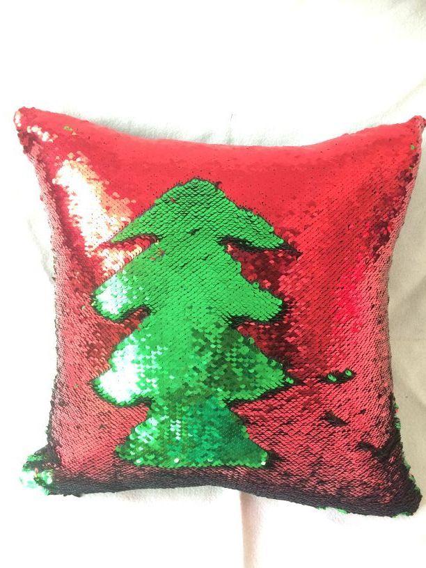 2020 new fashion mermaid reversible sequin pillow cover Christmas sequin pillow  3