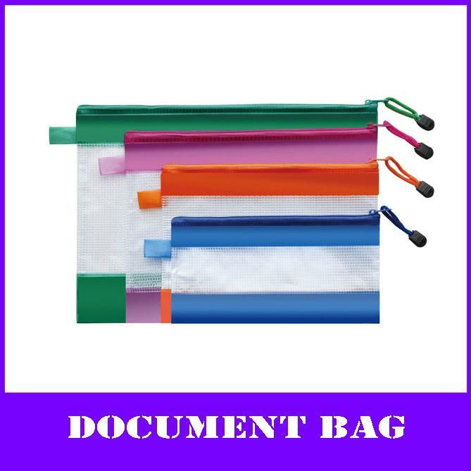 color a4 pvc zipper file mesh bag 