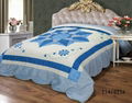 Blue Star applique patch-worked bedspread bed cover quilted comforter 1