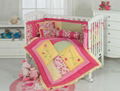 red pink girl's cot bed cover sheet pillow bolster cushion bumper skirt