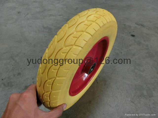 pu solid rubber wheel 13" wheelbarrow pu foam tires 3